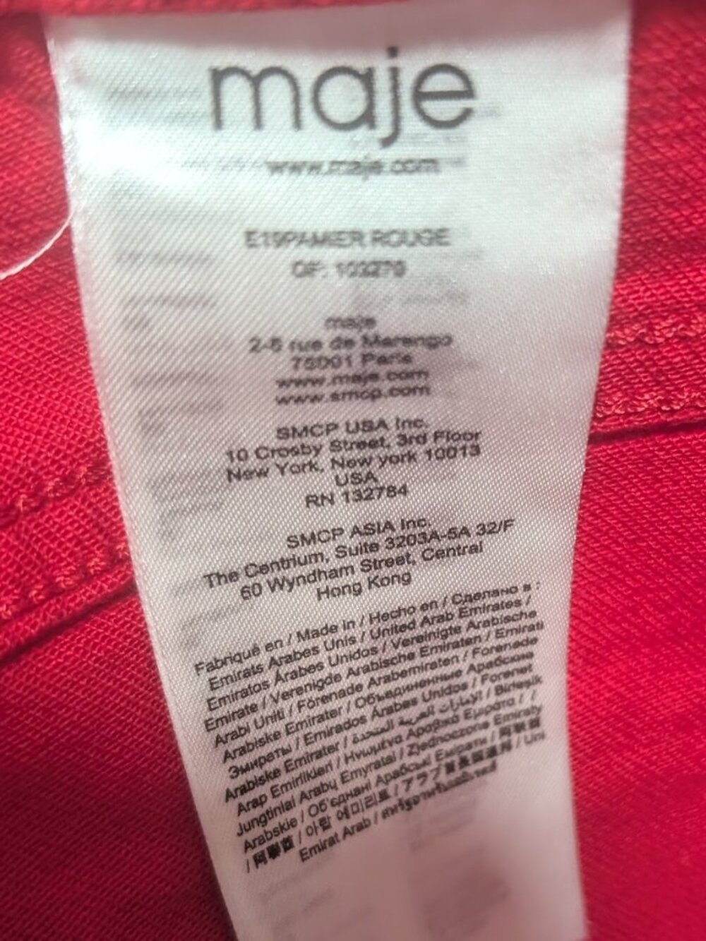 Maje | Pamier Rouge High Rise Wide Leg Jeans In Red - Picture 10 of 12